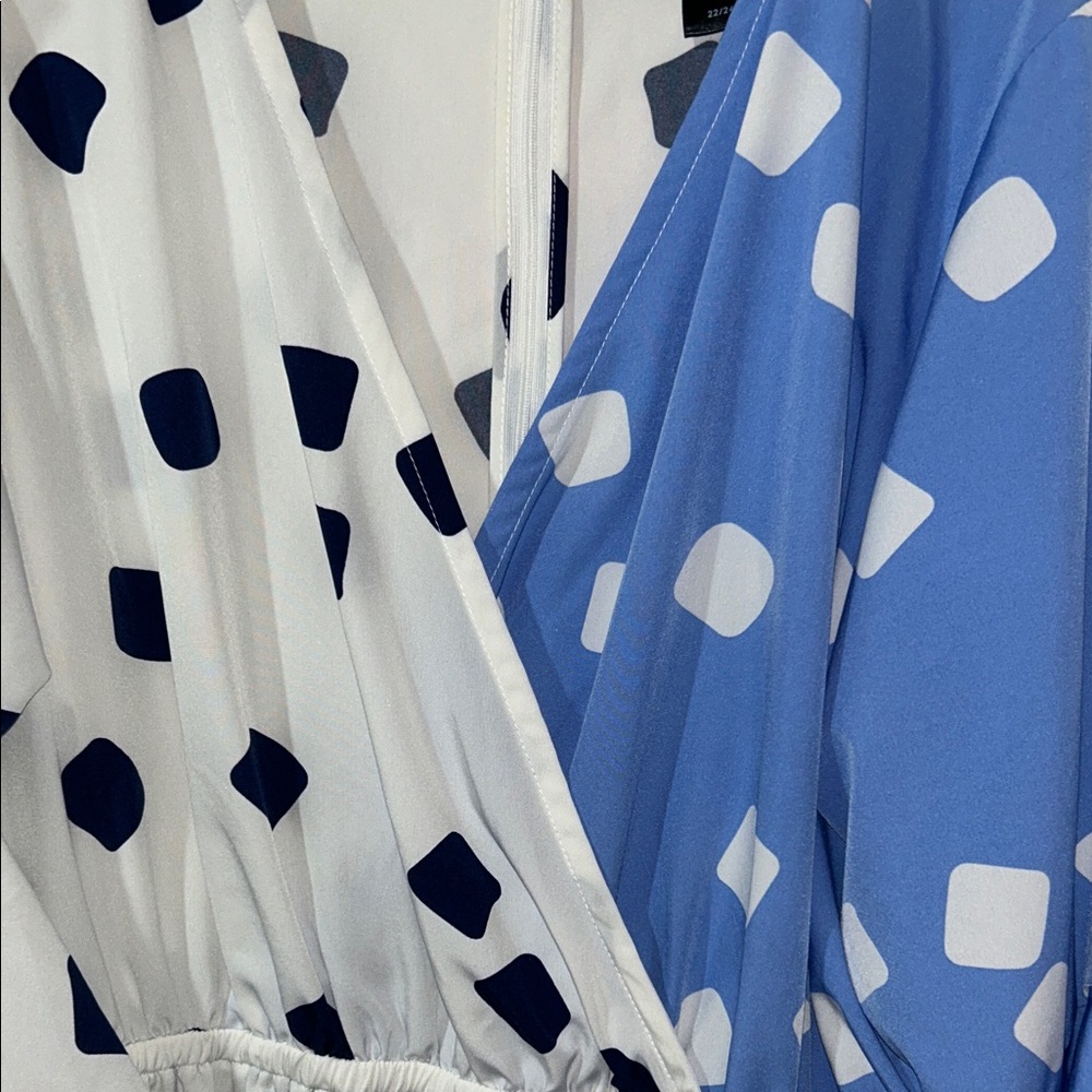 Ashley Stewart Blue & White Geometric Wrap Maxi Dress size 22/24 - Picture 6 of 10